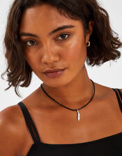 Feather Pendant Cord Necklace, , large