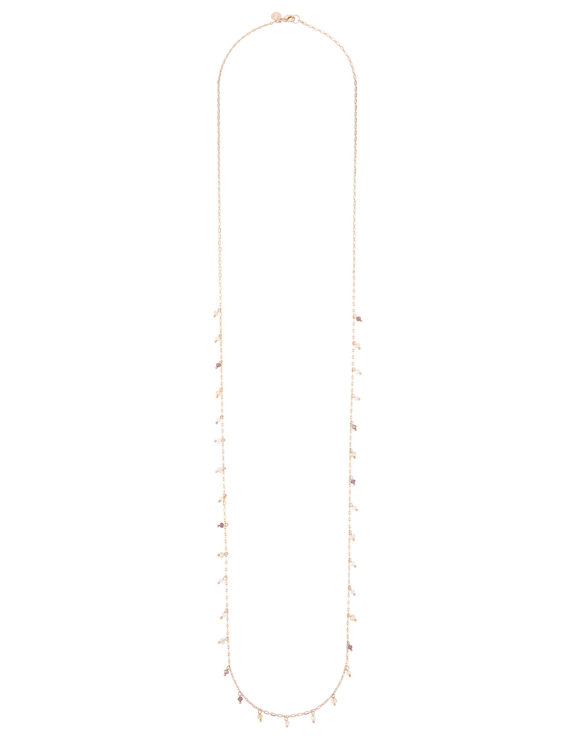 Rose Gold-Plated Pearl and Gem Necklace, , large