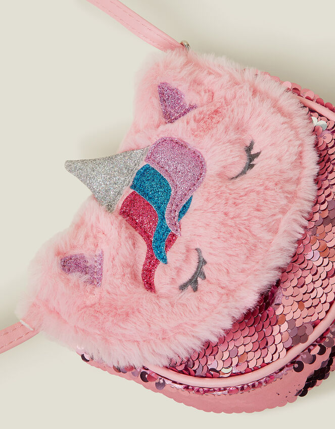 Girls Faux Fur Unicorn Cross-Body Bag, , large