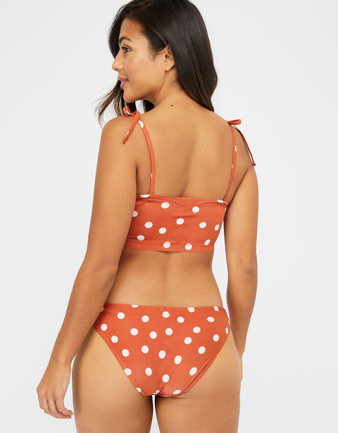 Polka Dot Bikini Top with Recycled Polyester, Brown (BROWN), large