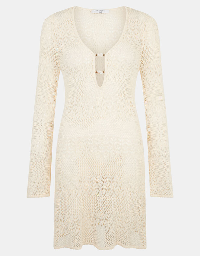 Knitted Long Sleeve Cover Up, Cream (CREAM), large