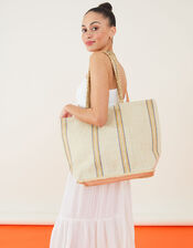 Stripe Handheld Jute Beach Bag, , large