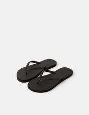 Crystal Embellished Flip Flops, Black (BLACK), large
