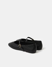 Woven Mary Jane Ballet Flats, Black (BLACK), large