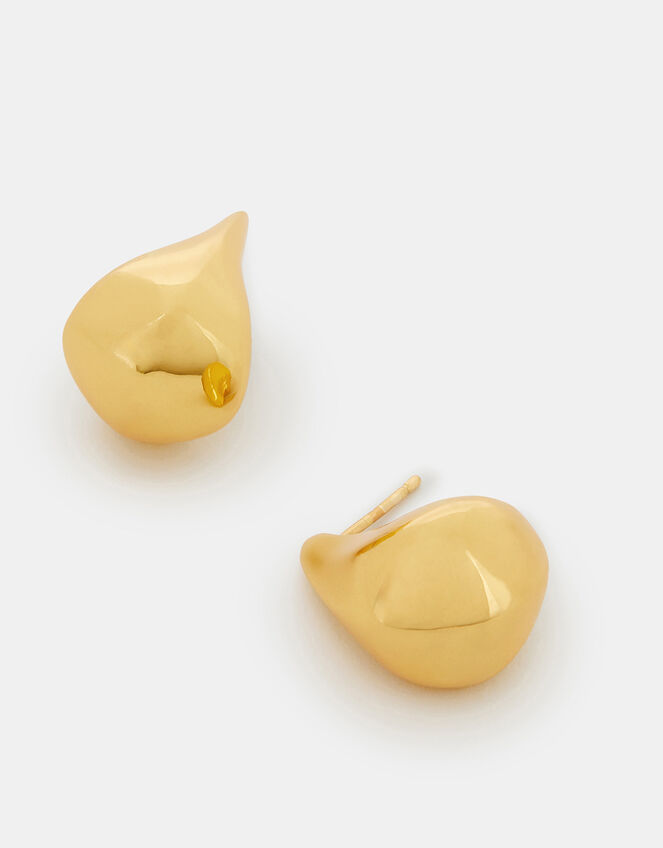 14ct Gold-Plated Chunky Teardrop Stud Earrings, , large