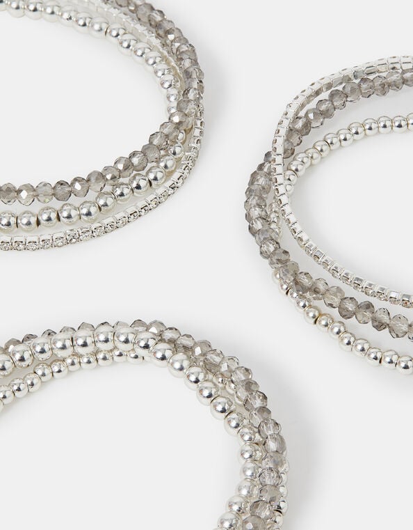 9-Pack Mix Stretch Bracelets Silver, , large