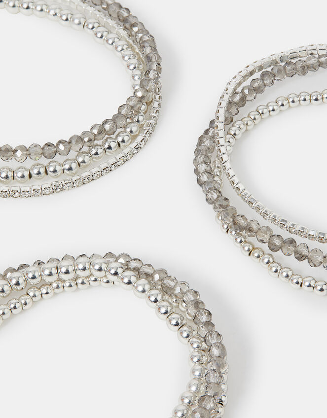 9-Pack Mix Stretch Bracelets Silver, , large