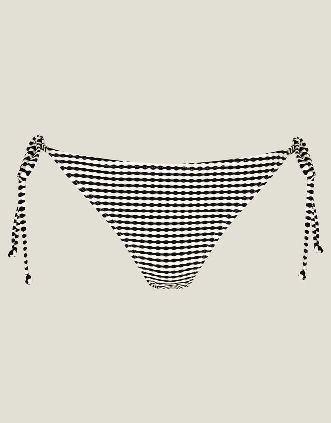Stripe Seersucker Bikini Bottom, Black (BLACK WHITE), large