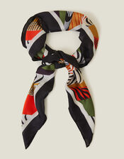 Abstract Print Square Satin Scarf, , large
