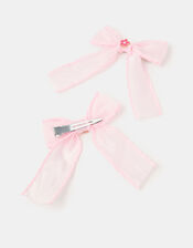 2-Pack Girls Mini Flower Bow Hair Clips, , large