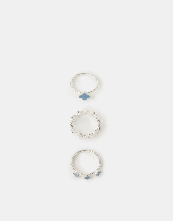 3-Pack Clover Rings, Blue (BLUE), large