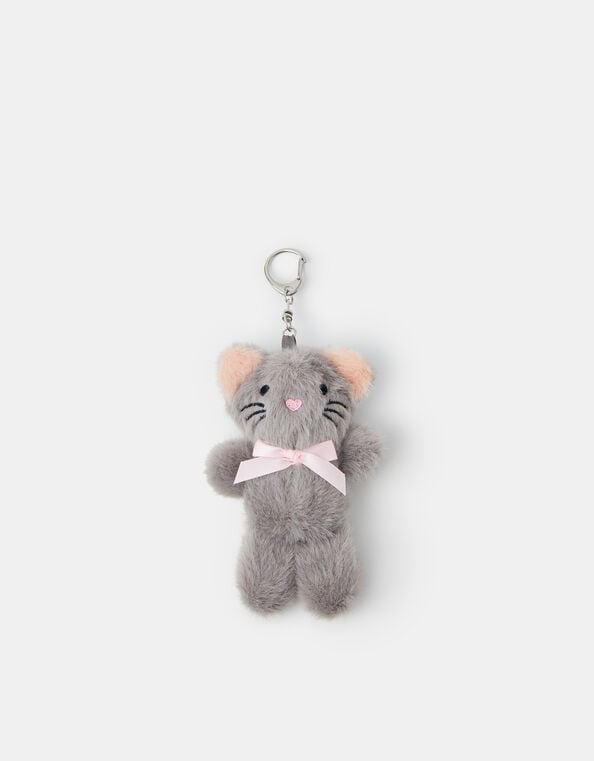 Girls Fluffy Cat Bag Charm, , large