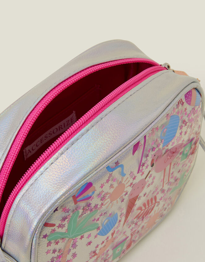 Girls Beach Print Confetti Cross-Body Bag, , large