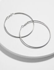 Medium Simple Hoop Earrings, Silver (SILVER), large
