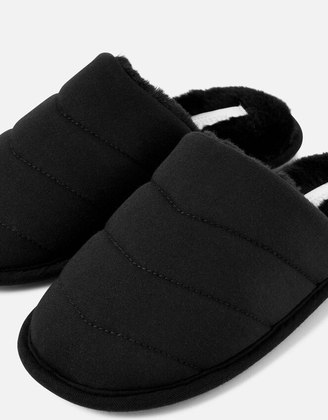 Chevron Quilted Slippers, Black (BLACK), large