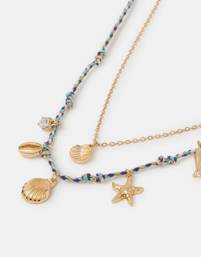 2-Pack Shell Charm Cord Necklaces, , large