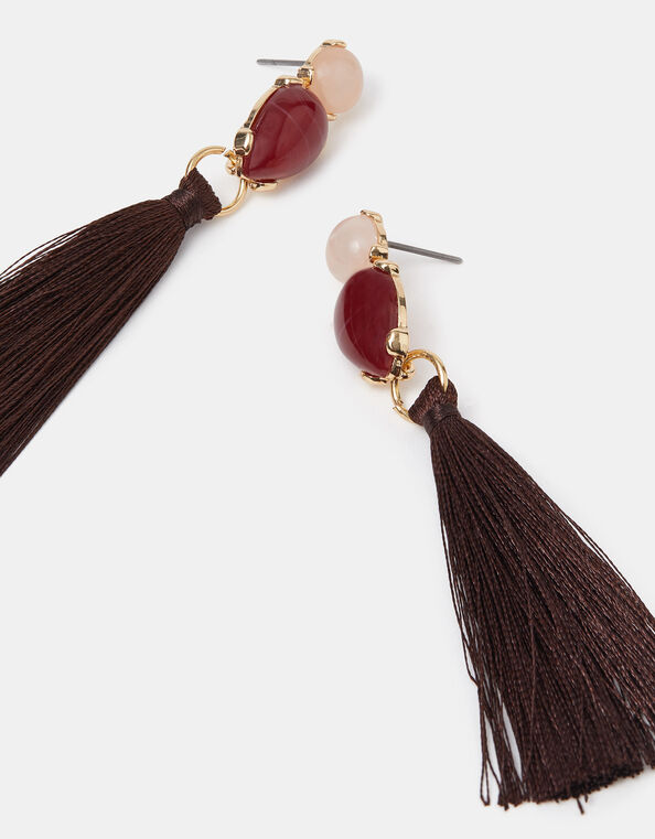 Stone Tassel Drop Earrings, , large