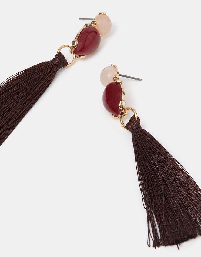 Stone Tassel Drop Earrings, , large