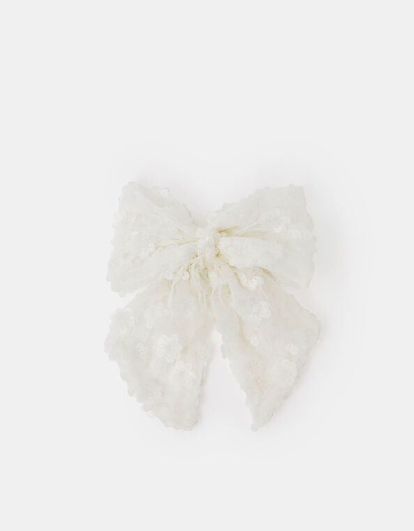 Girls Sequin Mesh Bow Barrette Hair Clip, , large