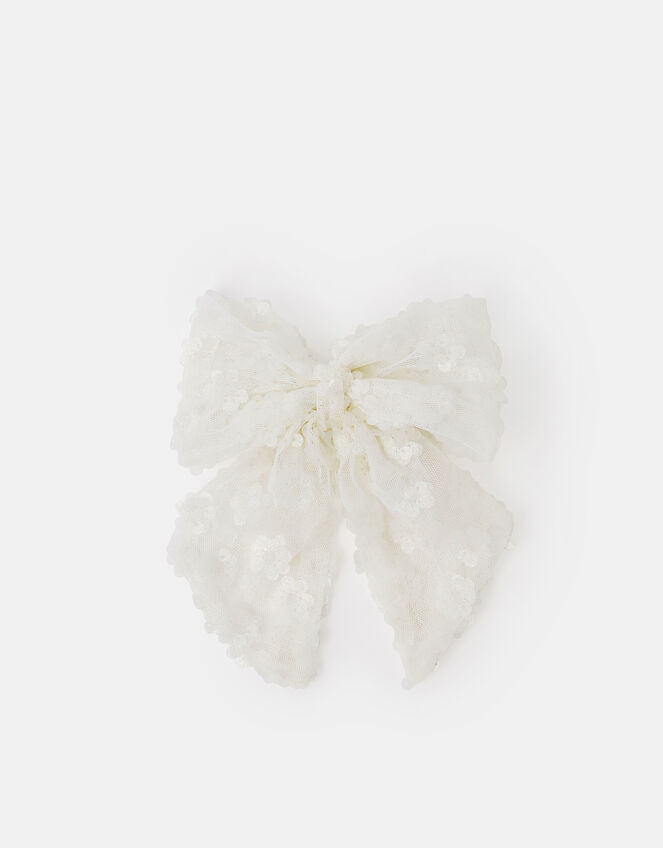 Girls Sequin Mesh Bow Barrette Hair Clip, , large