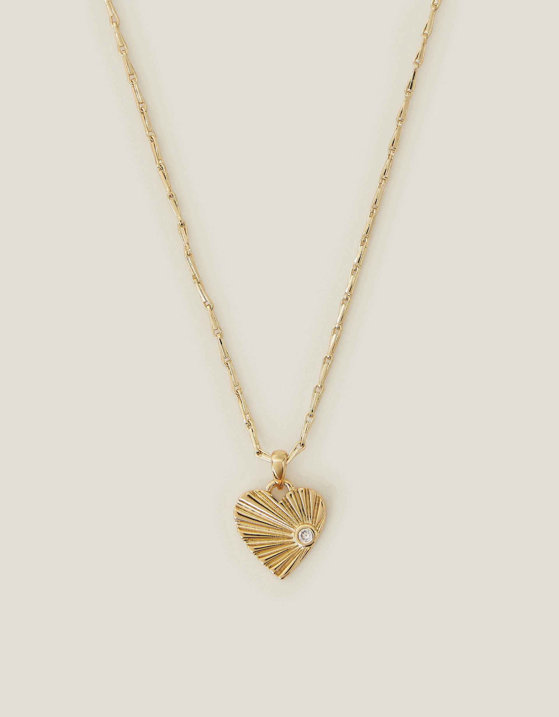 14ct Gold Plated Ray Heart Pendant Necklace Gold Plated Accessorize Global