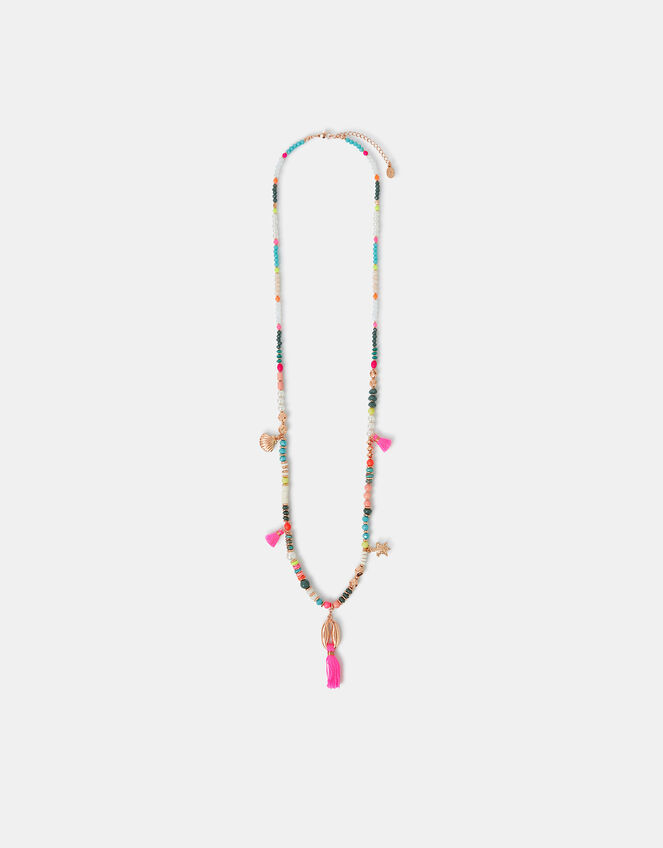 Beaded Tassel Rope Longline Necklace, , large