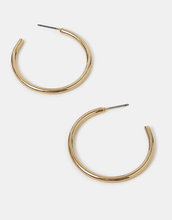 Medium Tube Hoop Earrings, Gold (GOLD), large