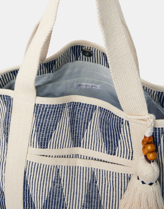 Chevron Canvas Beach Bag, , large