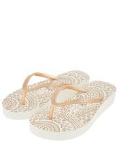 Eva Gold Wedge Flip Flops, Gold (GOLD), large