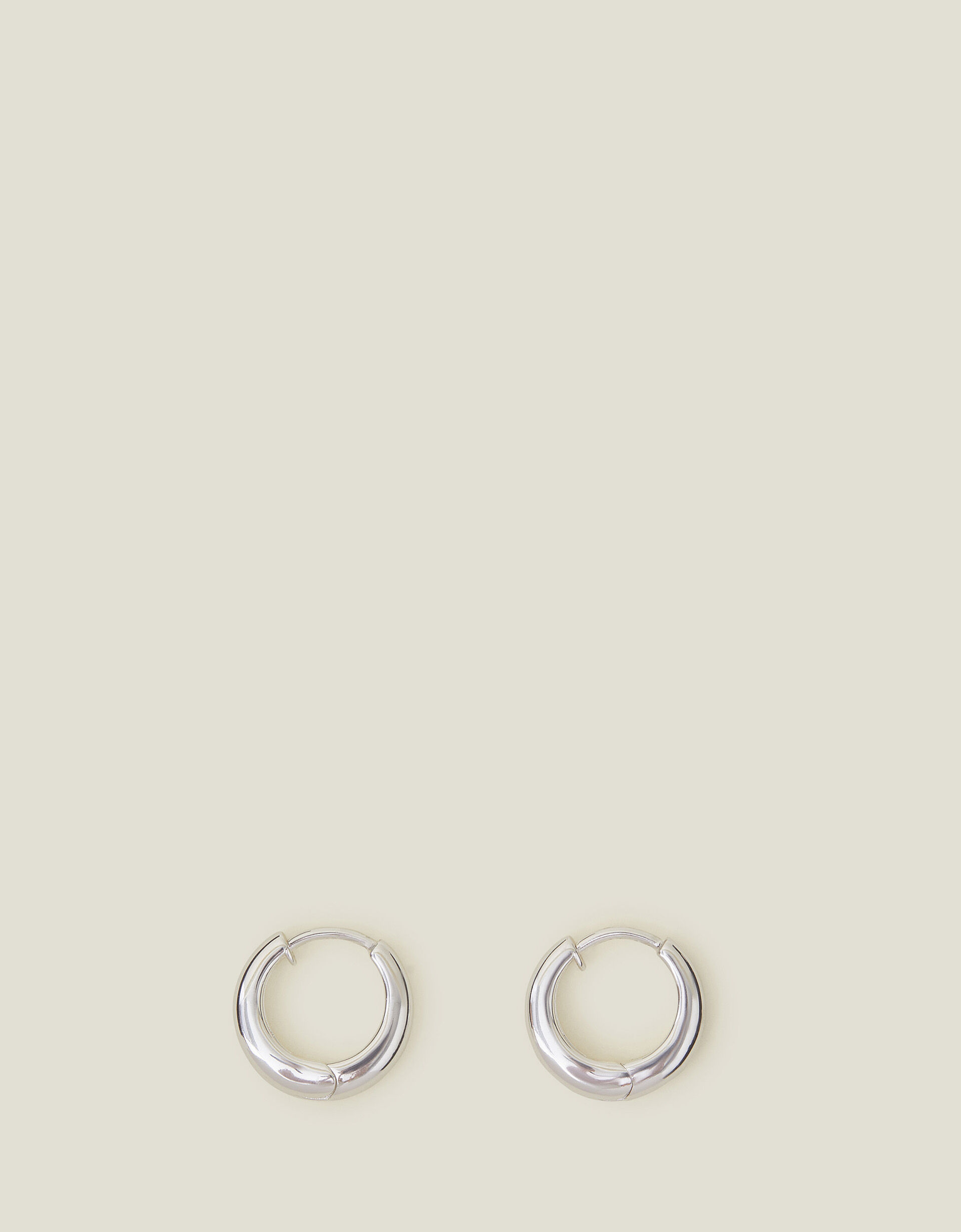 Sterling Silver Plated Chunky Huggie Hoop Earrings Sterling Silver Accessorize Global