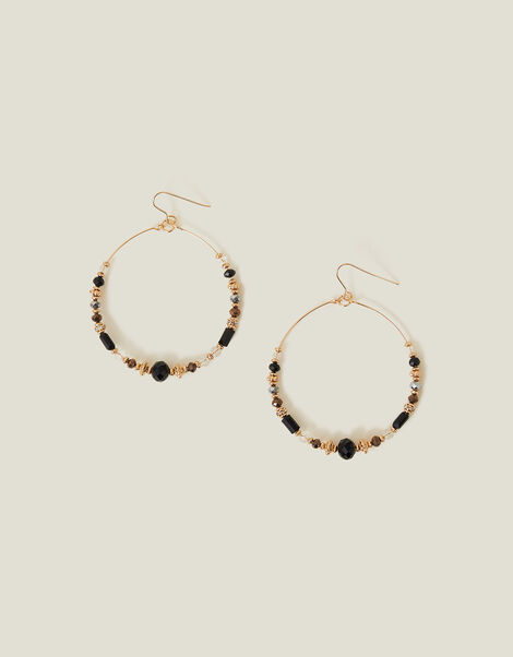 Large Beaded Hoop Earrings, , large