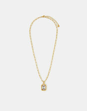 Stainless Steel Rectangle Stone Pendant Necklace, , large