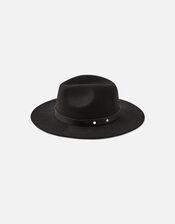 Wool Fedora Hat, Black (BLACK), large