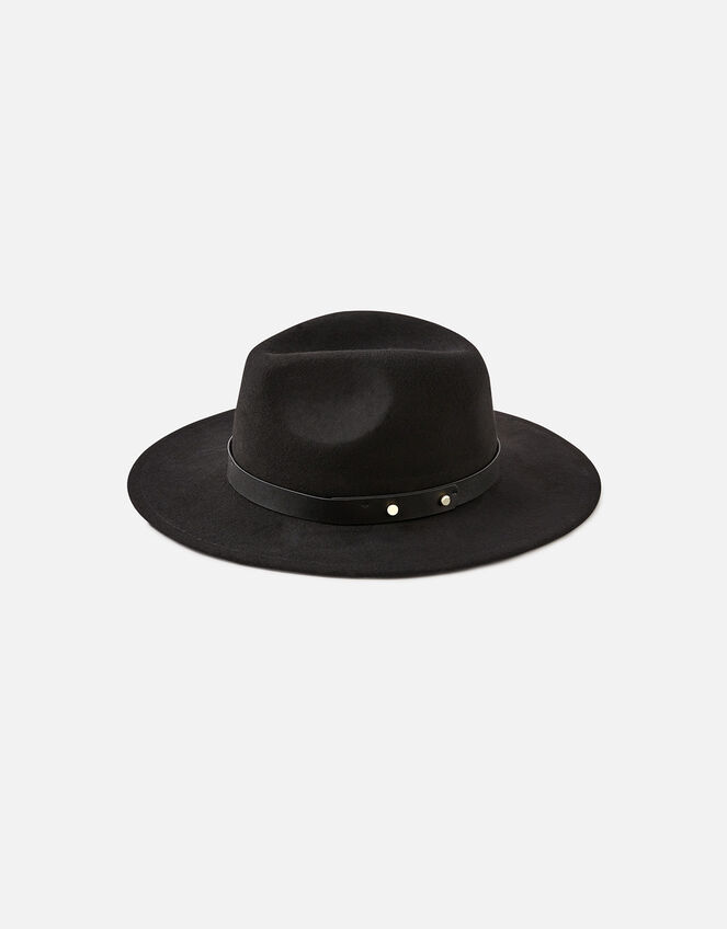 Wool Fedora Hat, Black (BLACK), large