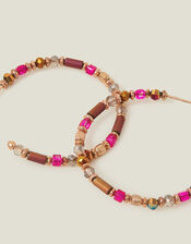 Small Beaded Hoop Earrings, , large