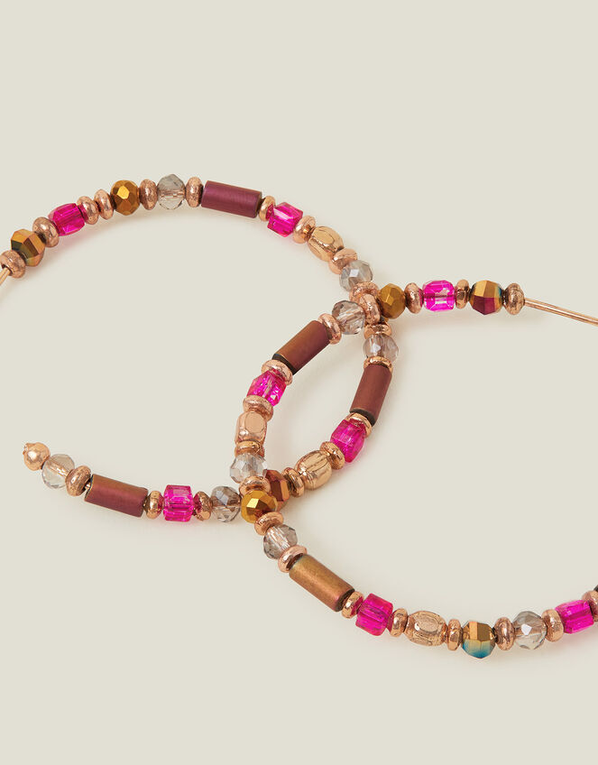 Small Beaded Hoop Earrings, , large
