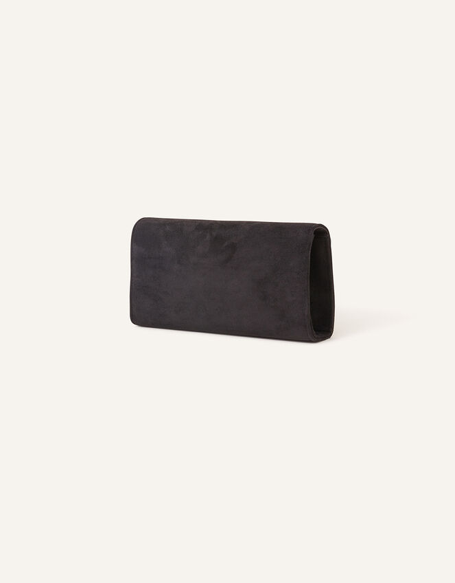 Suedette Envelope Clutch Bag, Black (BLACK), large