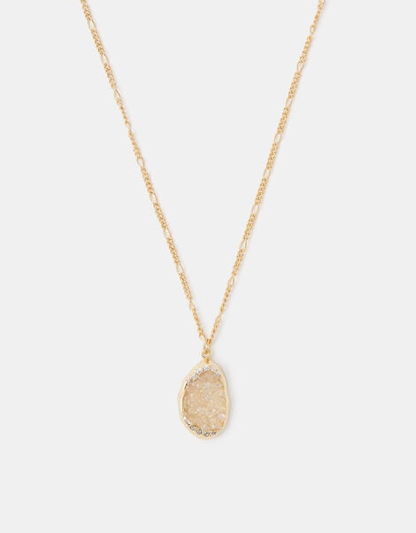 14ct Gold-Plated Drusy Pendant Necklace, , large