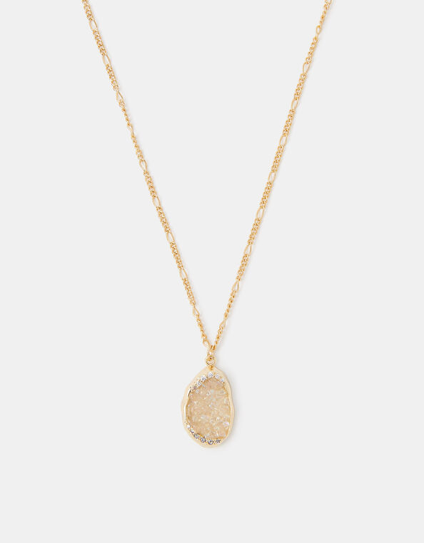 14ct Gold-Plated Drusy Pendant Necklace, , large