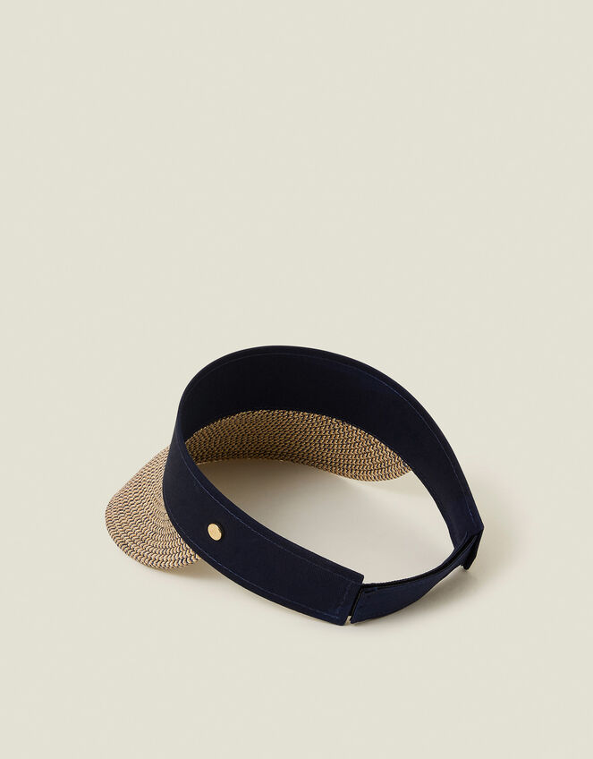 Straw Sun Visor Navy, , large