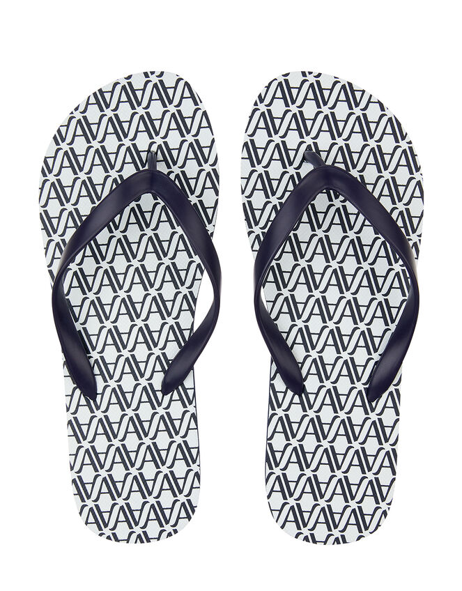 Monogram Print EVA Flip-Flops, Blue (NAVY), large