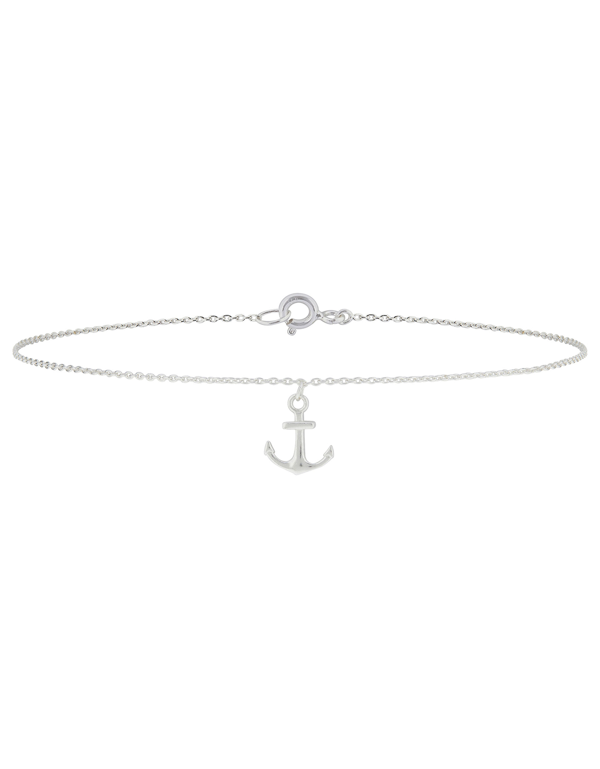 Sterling Silver Anchor Anklet, , large