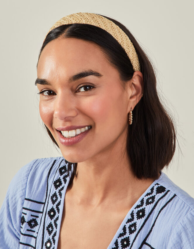 Metallic Raffia Headband, , large
