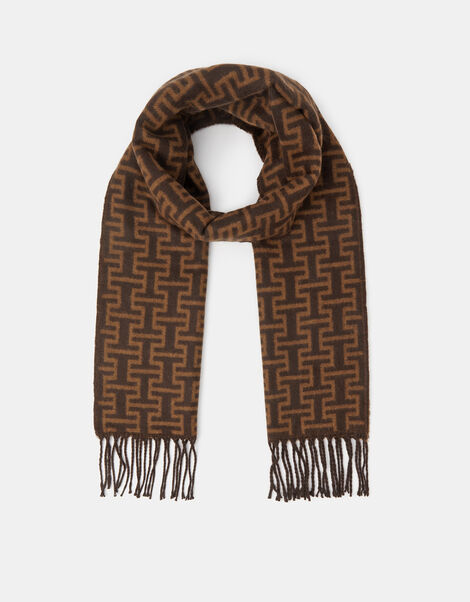 Geometric Print Blanket Scarf, , large