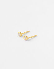 Gold-Plated Bezel Crystal Studs, , large