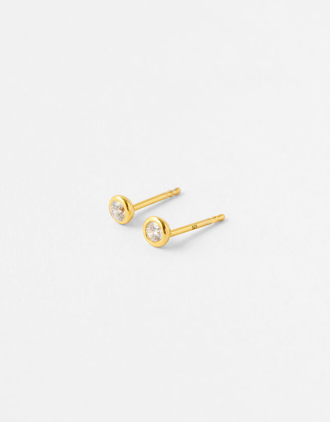 Gold-Plated Bezel Crystal Studs, , large