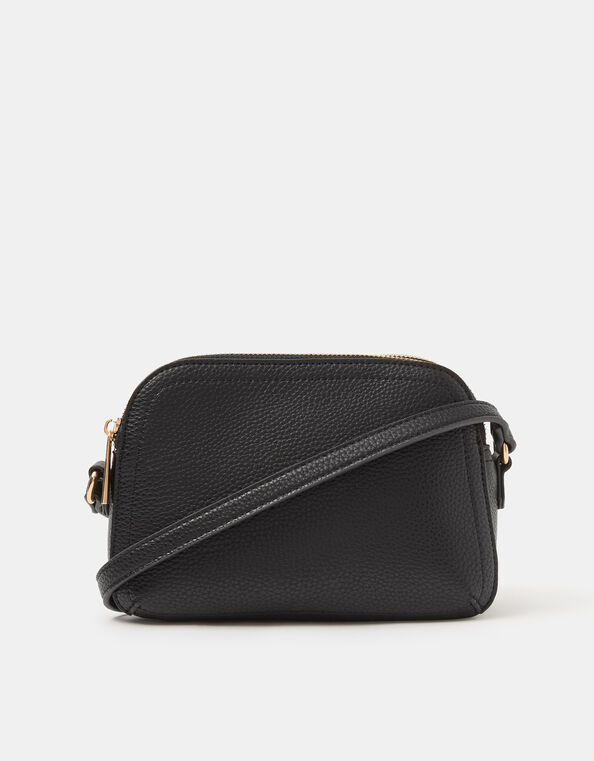 Double Zip Crossbody Bag, Black (BLACK), large