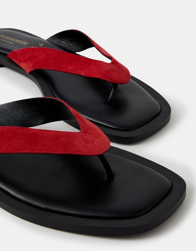 Suede Flip Flop Sandals, Red (RED), large