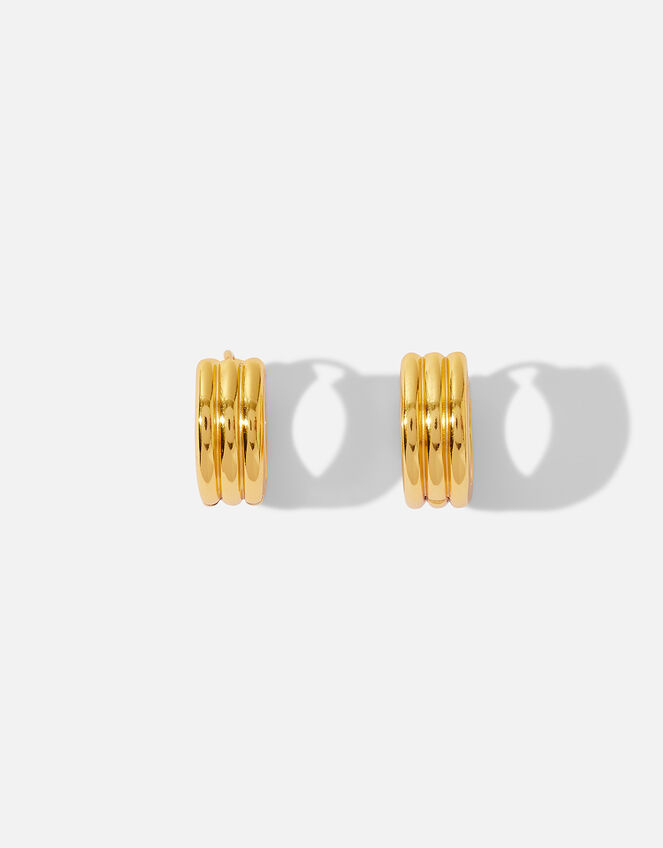 Gold Vermeil Triple Groove Hoops , , large