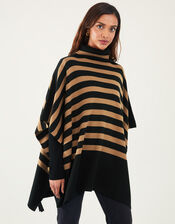 Stripe Rollneck Poncho, Multi (DARKS-MULTI), large